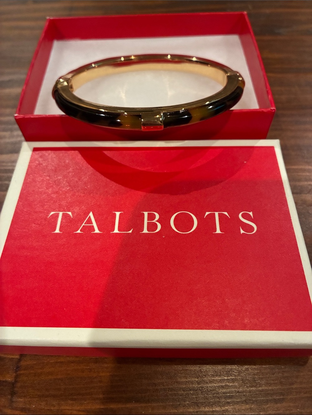 Talbots Gold and Brown Tortoiseshell Hinged Bangle